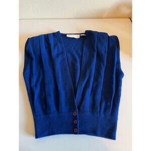 Evan Picone Wool Angora Rabbit Hair Blue Sweater Top Medium Vintage